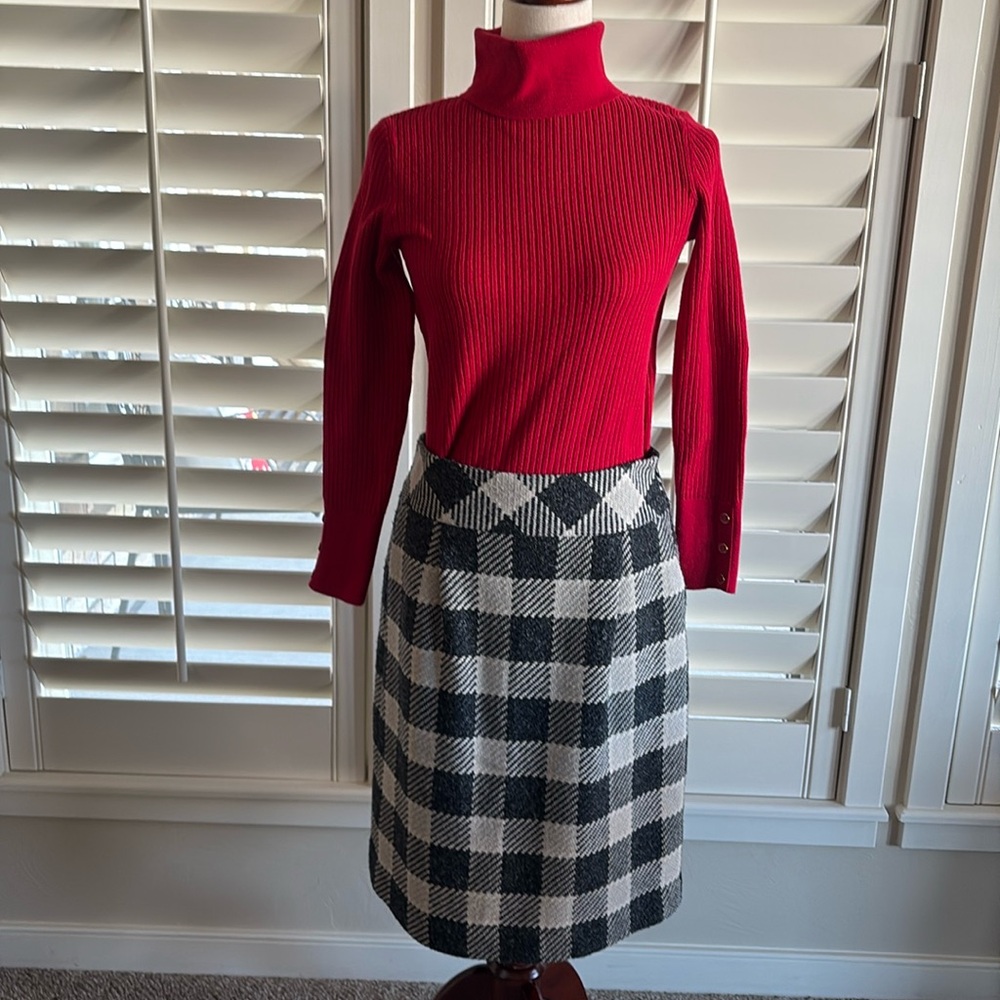 Talbots Buffalo Plaid Wool Blend Skirt, Size 4